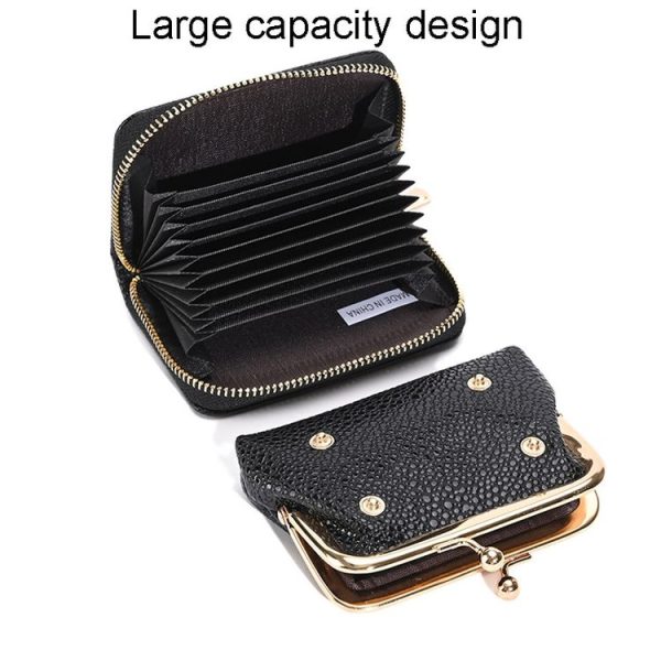 Lychee Pattern Coin Purse Card Clip Ladies Short Metal Clip Buckle Wallet (White) - Image 6