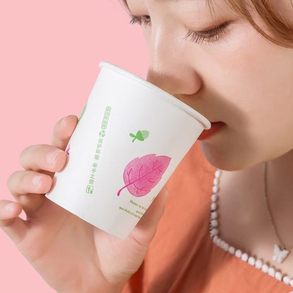 25pcs / Pack 250ml Disposable Paper Cup Thickened Wood Pulp Water Cup (Red Leaf) - Image 5