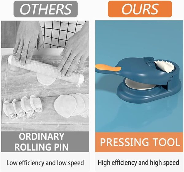 2-in-1 Dumpling Maker Manual Dumpling Wrapper Making Mould for Household Kitchen (Blue) - Image 5