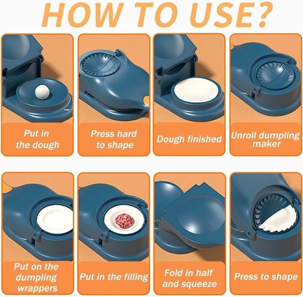 2-in-1 Dumpling Maker Manual Dumpling Wrapper Making Mould for Household Kitchen (Blue) - Image 7