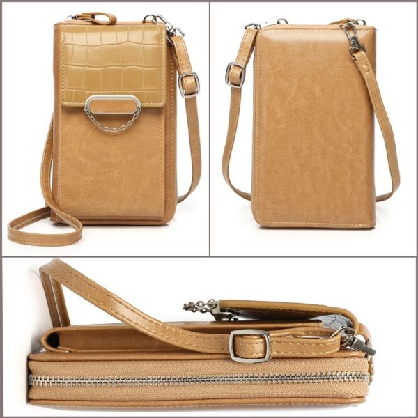 Women Vertical Mobile Phone Bag Shoulder Crossbody Bag Multifunctional Large-capacity Wallet (Black) - Image 4