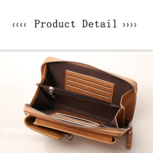 Women Vertical Mobile Phone Bag Shoulder Crossbody Bag Multifunctional Large-capacity Wallet (Black) - Image 6