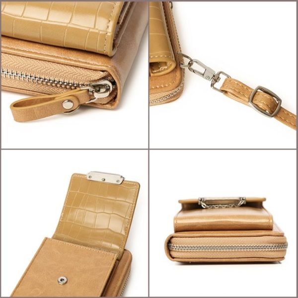 Women Vertical Mobile Phone Bag Shoulder Crossbody Bag Multifunctional Large-capacity Wallet (Black) - Image 7