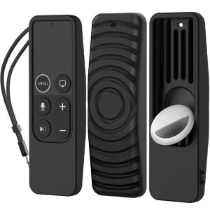 Apple TV HD / 4K+AirTag AhaStyle PT175 Remote Control Tracker 2 In 1 Silicone Protective Cover (Black)