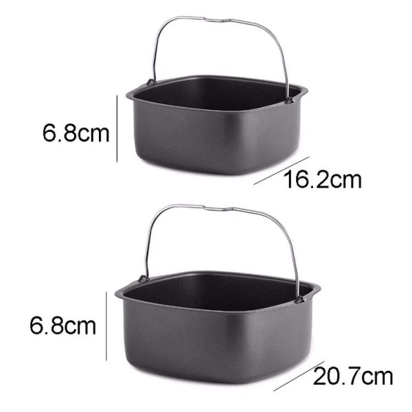 Square 3.8-8qt Air Fryer Square Non-Stick Cake Basket Baking Tray, Style: 7inch With Ear - Image 3