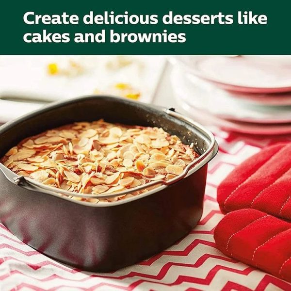 Square 3.8-8qt Air Fryer Square Non-Stick Cake Basket Baking Tray, Style: 7inch With Ear - Image 5