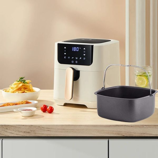 Square 3.8-8qt Air Fryer Square Non-Stick Cake Basket Baking Tray, Style: 7inch With Ear - Image 6