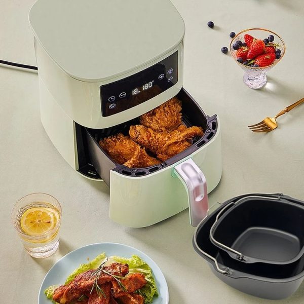 Square 3.8-8qt Air Fryer Square Non-Stick Cake Basket Baking Tray, Style: 7inch With Ear - Image 7