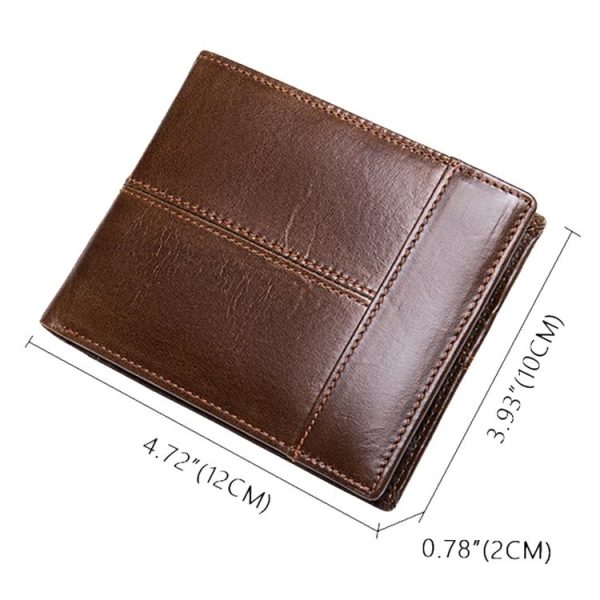 RFID Anti-Theft Short Mens Wallet Multi-Card Slot Cowhide Coin Purse (Coffee) - Image 2