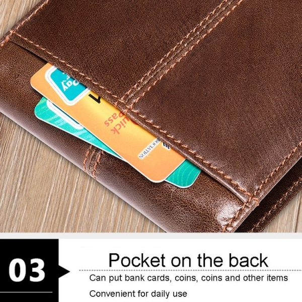RFID Anti-Theft Short Mens Wallet Multi-Card Slot Cowhide Coin Purse (Coffee) - Image 8