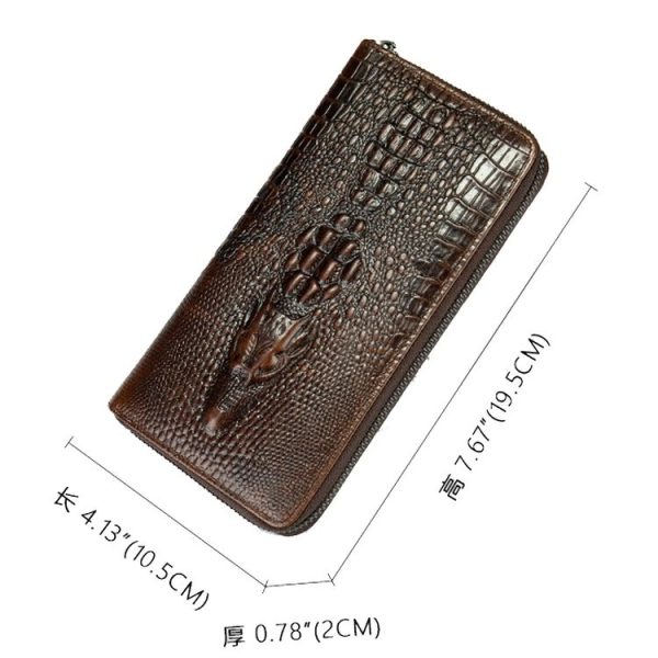 Mens Long Business Wallet Crocodile Pattern Multi Cards Clutch Bag (Black) - Image 2