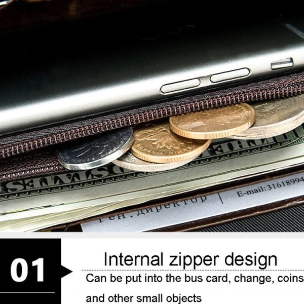 Mens Long Business Wallet Crocodile Pattern Multi Cards Clutch Bag (Black) - Image 7