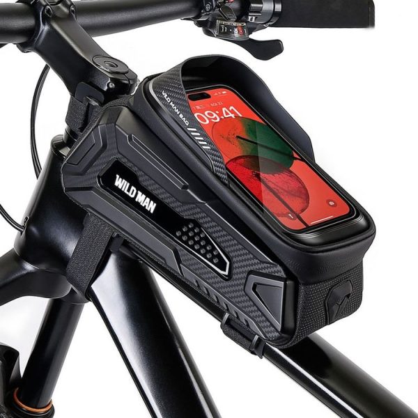 WILD MAN M30 1L Hard Shell Mountain Bike Front Beam Bag TPU Touch Screen Cycling Equipment Bag (Black Red) - Image 10