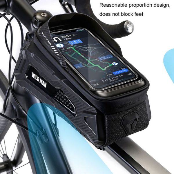 WILD MAN M30 1L Hard Shell Mountain Bike Front Beam Bag TPU Touch Screen Cycling Equipment Bag (Black Red) - Image 6