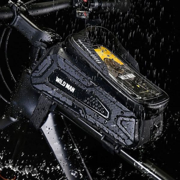 WILD MAN M30 1L Hard Shell Mountain Bike Front Beam Bag TPU Touch Screen Cycling Equipment Bag (Black Red) - Image 9