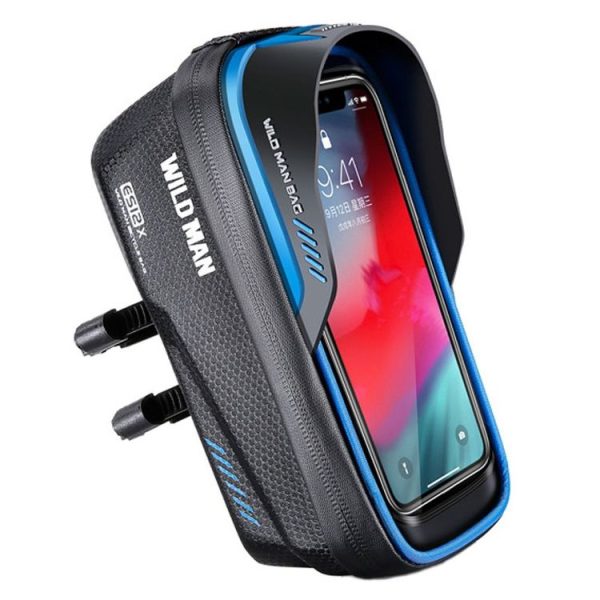 WILD MAN ES12X 1LEVA Hard Shell Bicycle Bag Cycling Phone Touch Screen Front Beam Bag, Color: Blue