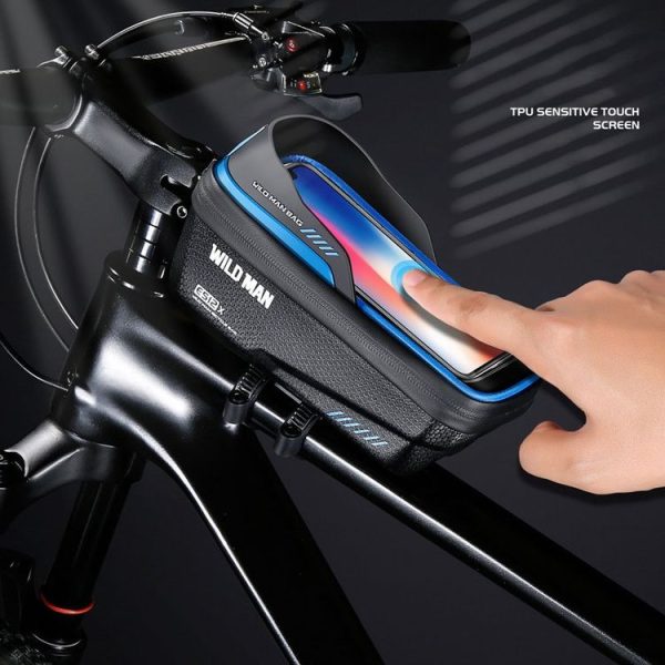 WILD MAN ES12X 1LEVA Hard Shell Bicycle Bag Cycling Phone Touch Screen Front Beam Bag, Color: Blue - Image 10