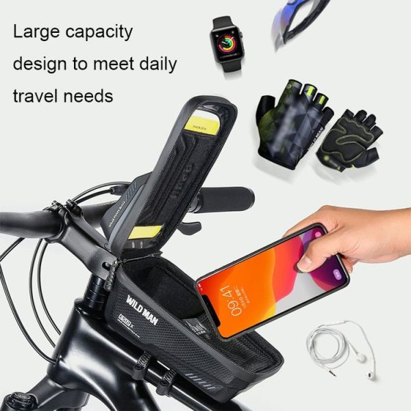 WILD MAN ES12X 1LEVA Hard Shell Bicycle Bag Cycling Phone Touch Screen Front Beam Bag, Color: Blue - Image 6