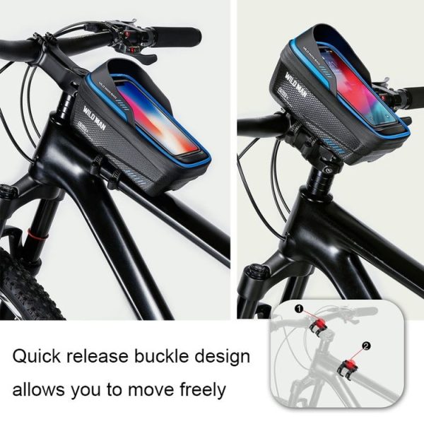 WILD MAN ES12X 1LEVA Hard Shell Bicycle Bag Cycling Phone Touch Screen Front Beam Bag, Color: Blue - Image 7