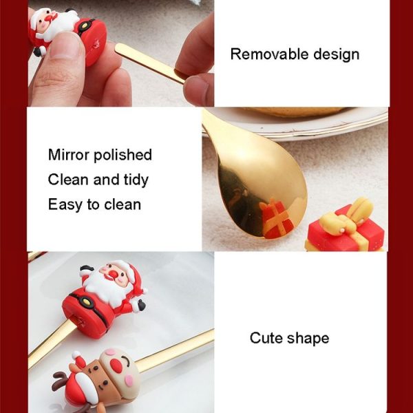 6pcs / Pack Christmas Cartoon Doll Stainless Steel Tableware, Style: A Gold Spoon Fork+Red Box - Image 4