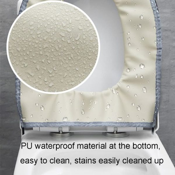 Universal Warm Toilet Seat Home Suede Toilet Cover (Green+White) - Image 7
