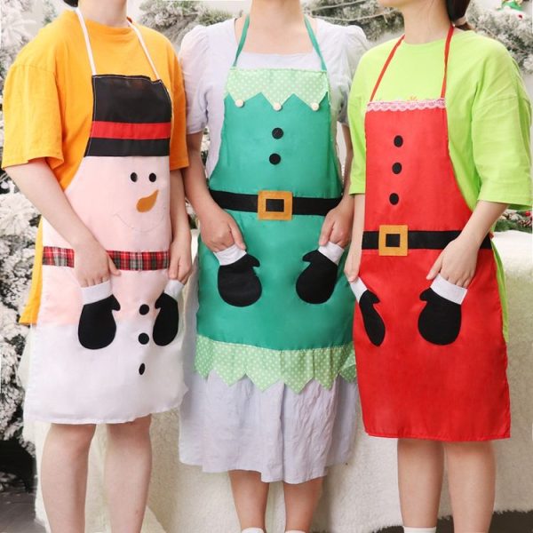 Christmas Cartoon Sleeveless Home Kitchen Apron Dust-proof and Anti-fouling Coveralls (Elderly) - Image 5