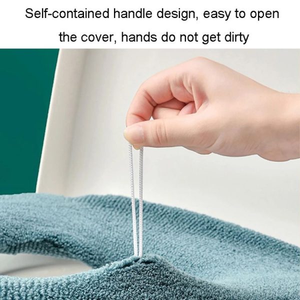 Universal Knitted Washable Toilet Pad Home Thickened Warm Toilet Cover, Style: With Handle Pink - Image 2