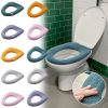 Universal Knitted Washable Toilet Pad Home Thickened Warm Toilet Cover, Style: With Handle Pink - Image 3