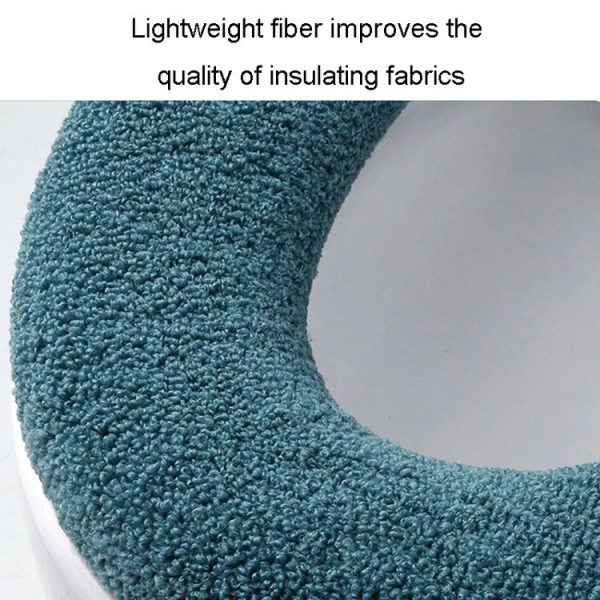 Universal Knitted Washable Toilet Pad Home Thickened Warm Toilet Cover, Style: With Handle Pink - Image 5