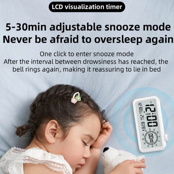 Visual Timer Alarm Clock Dual Display LCD Time Reminder (Pink) - Image 10
