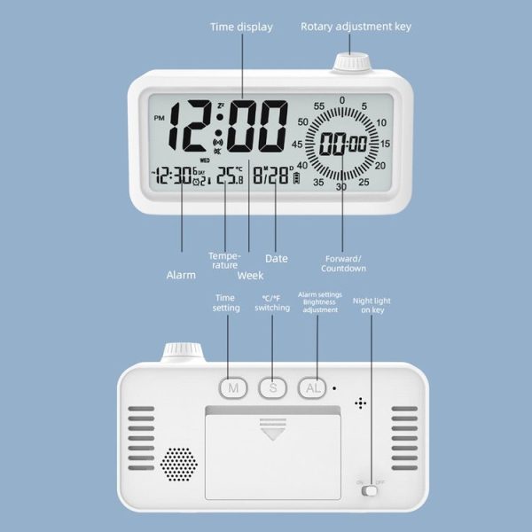 Visual Timer Alarm Clock Dual Display LCD Time Reminder (Pink) - Image 13