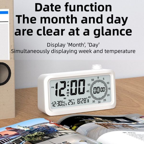 Visual Timer Alarm Clock Dual Display LCD Time Reminder (Pink) - Image 9