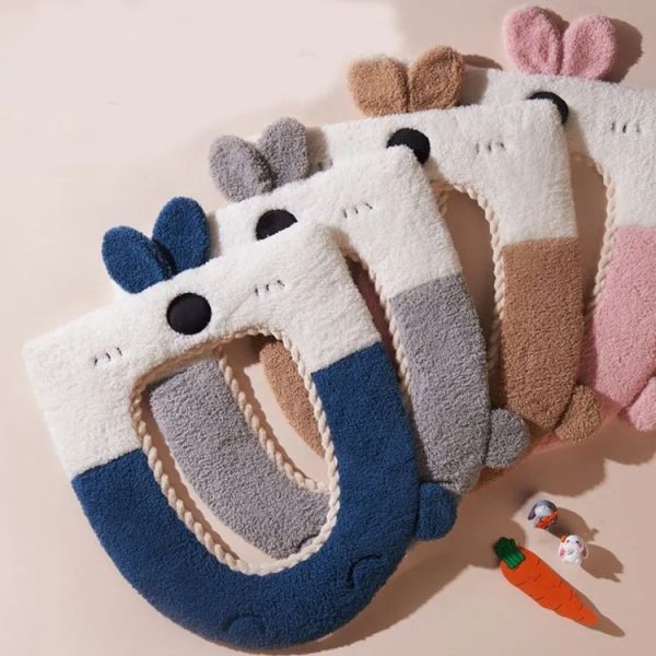 Washable Cartoon Rabbit Universal Toilet Seat Thickened Knitted Toilet Seat Cushion (Blue) - Image 2