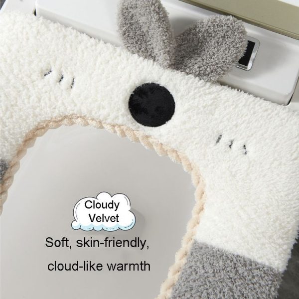 Washable Cartoon Rabbit Universal Toilet Seat Thickened Knitted Toilet Seat Cushion (Blue) - Image 4