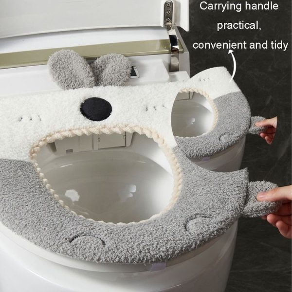 Washable Cartoon Rabbit Universal Toilet Seat Thickened Knitted Toilet Seat Cushion (Blue) - Image 8