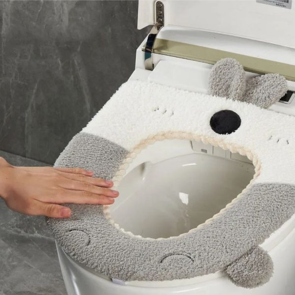 Washable Cartoon Rabbit Universal Toilet Seat Thickened Knitted Toilet Seat Cushion (Blue) - Image 9