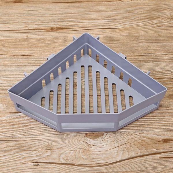 Triangle Shelf Kitchen Bathroom Toiletries Storage Rack (Gray)