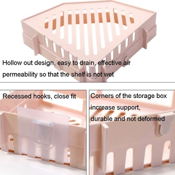 Triangle Shelf Kitchen Bathroom Toiletries Storage Rack (Gray) - Image 3