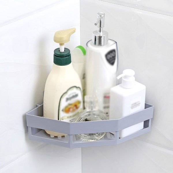 Triangle Shelf Kitchen Bathroom Toiletries Storage Rack (Gray) - Image 5