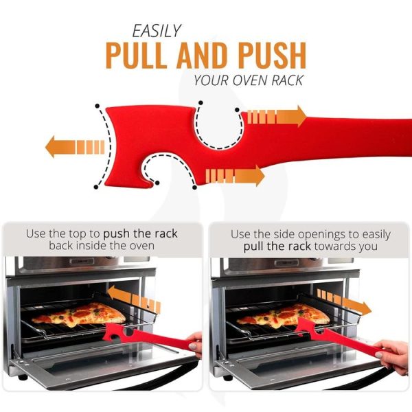 Kitchen Silicone Oven Rack Air Fryer Push Pull Tool with Longer Handle Small 20 x 2.8cm - Image 3