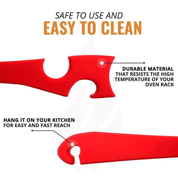 Kitchen Silicone Oven Rack Air Fryer Push Pull Tool with Longer Handle Small 20 x 2.8cm - Image 4