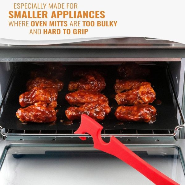 Kitchen Silicone Oven Rack Air Fryer Push Pull Tool with Longer Handle Small 20 x 2.8cm - Image 5