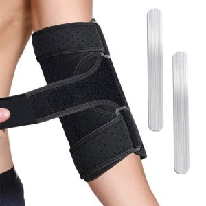 Sports Elbow Pads with Double Aluminum Plate Support Arm Sprain Fixed Protective Gear (Black)
