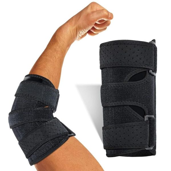 Sports Elbow Pads with Double Aluminum Plate Support Arm Sprain Fixed Protective Gear (Black) - Image 2