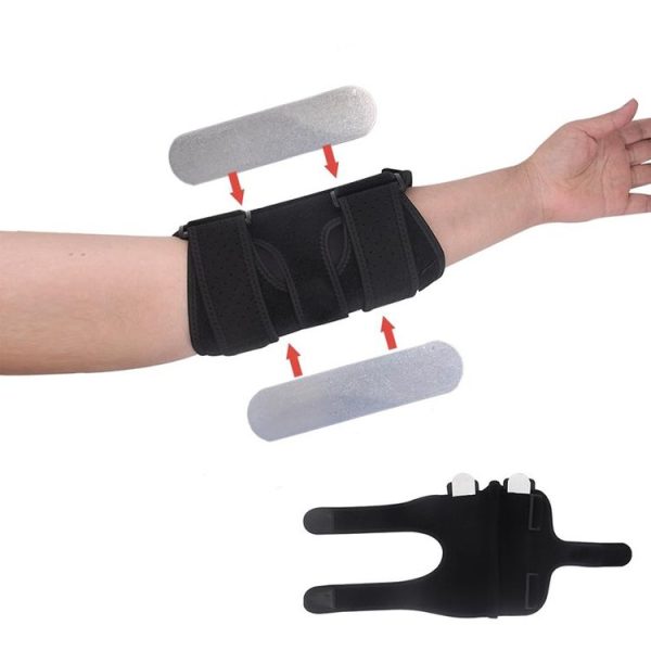 Sports Elbow Pads with Double Aluminum Plate Support Arm Sprain Fixed Protective Gear (Black) - Image 3
