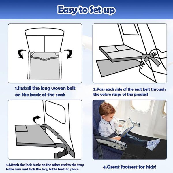 79 x 44cm Kids Airplane Seat Extender Portable Travel Seat Cushion (Black) - Image 9