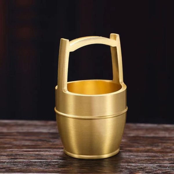 Bucket of Gold Brass Office Entrance Feng Shui Mini Ornament (Yellow)