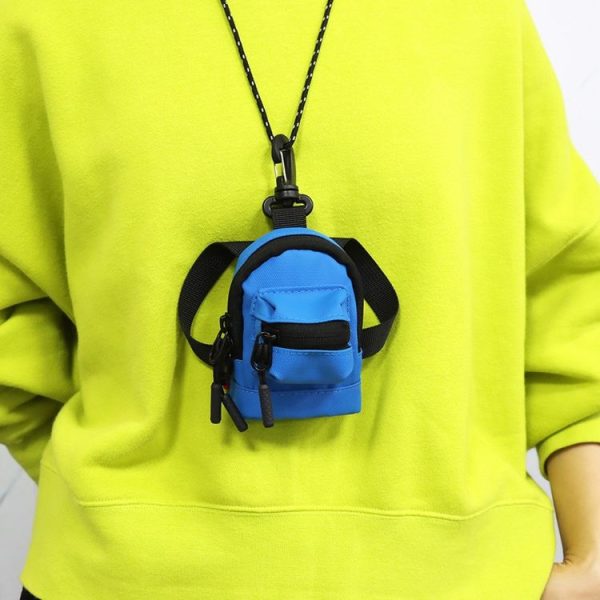 Mini Neck Coin Small Backpack Mens And Ladies Shoulder Crossbody Coin Hanging Bag (Black) - Image 6