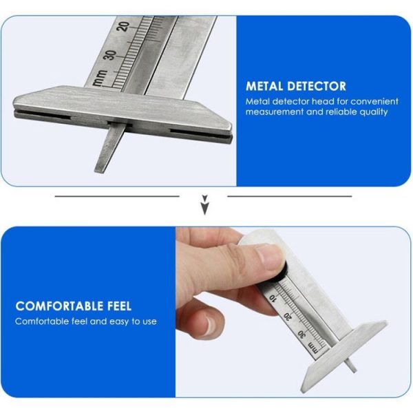 0-30mm Stainless Steel Tire Tread Vernier Depth Gauge - Image 4
