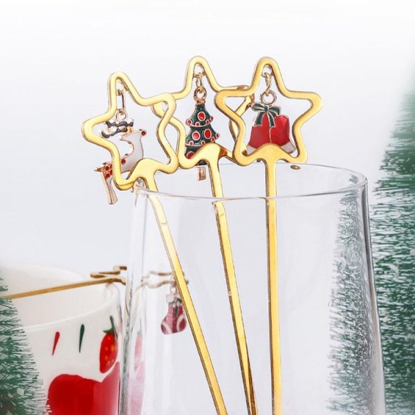 4pcs / Pack Christmas Stainless Steel Spoon And Fork Star Pendant Cutlery Gift Set, Specification: 410 Fork - Image 6